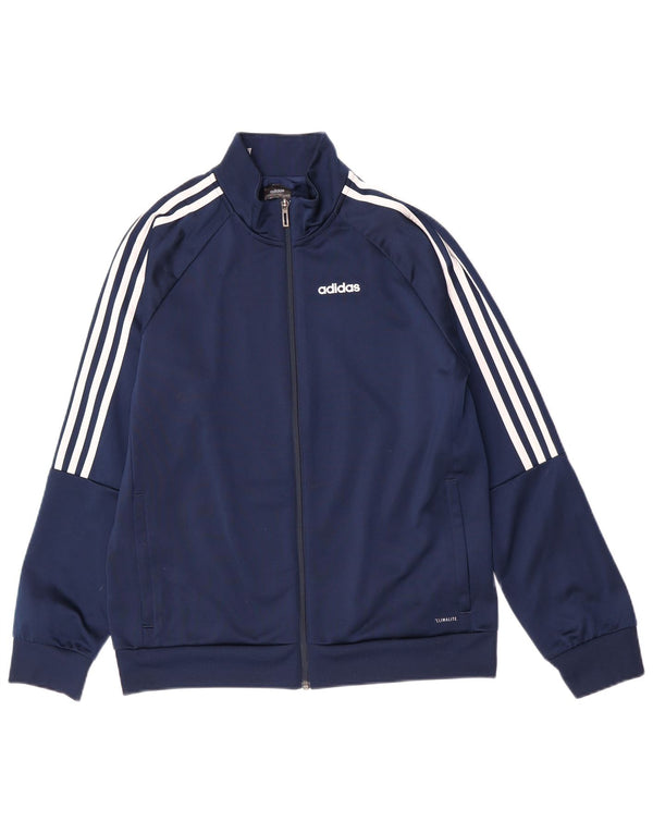 Jachetă Adidas Climalite pentru trening pentru băieți 13-14 ani, poliester, albastru bleumarin