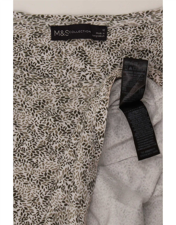 Top pentru femei Marks & Spencer cu mânecă lungă UK 12, verde mediu, bumbac floral