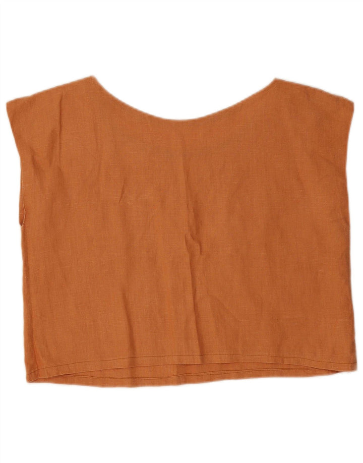 Bluză Vintage pentru femei Crop Top UK 12 Maro Mediu