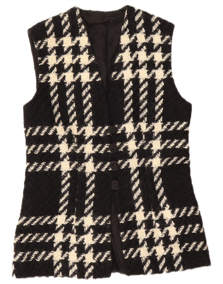 Gilet Vintage pentru femei UK 12 Medium Black Check