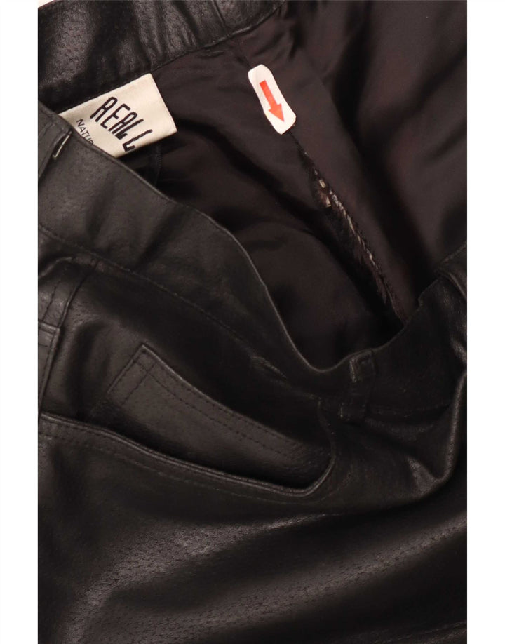 Pantaloni drepți din piele vintage pentru femei EU 40 Medium W29 L31 Negru