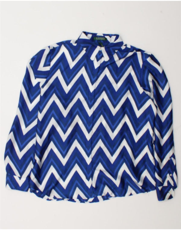 Bluză cămașă pentru femei Ralph Lauren UK 18 XL, poliester chevron albastru