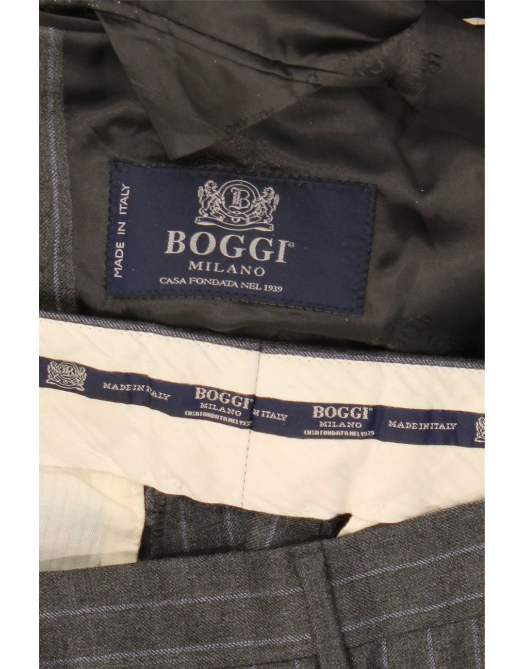 Costum pentru bărbați Boggi 2 piese IT 48 Mediu L31 L32 Lână cu dungi gri