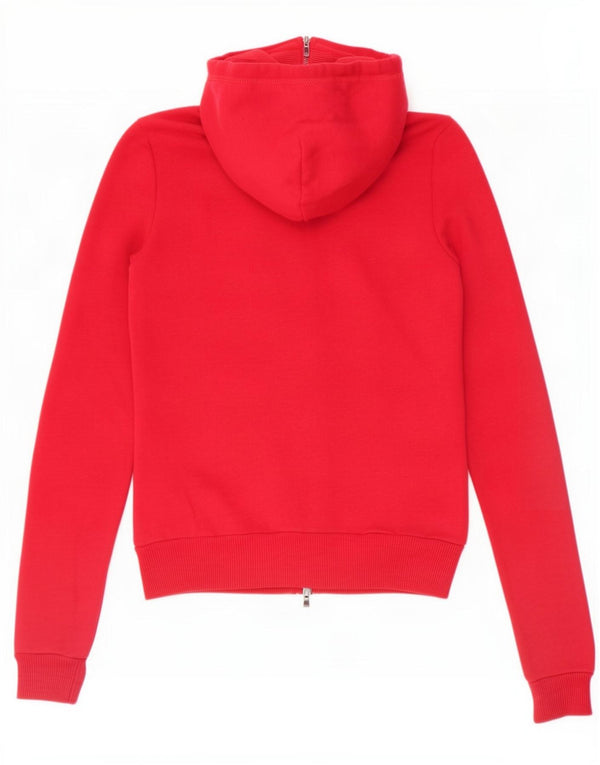 Abercrombie & Fitch Pulover cu capota cu fermoar grafic pentru femei UK 6 XS bumbac roșu