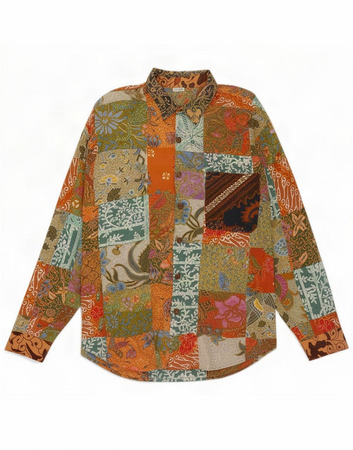 Camasă pentru bărbați de epocă, mare, multicolor, mozaic, bumbac