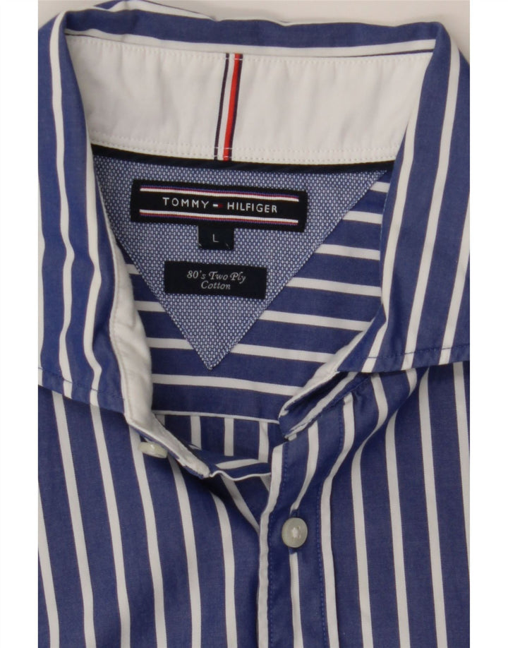 Cămașă pentru bărbați Tommy Hilfiger, bumbac cu dungi mari, albastre