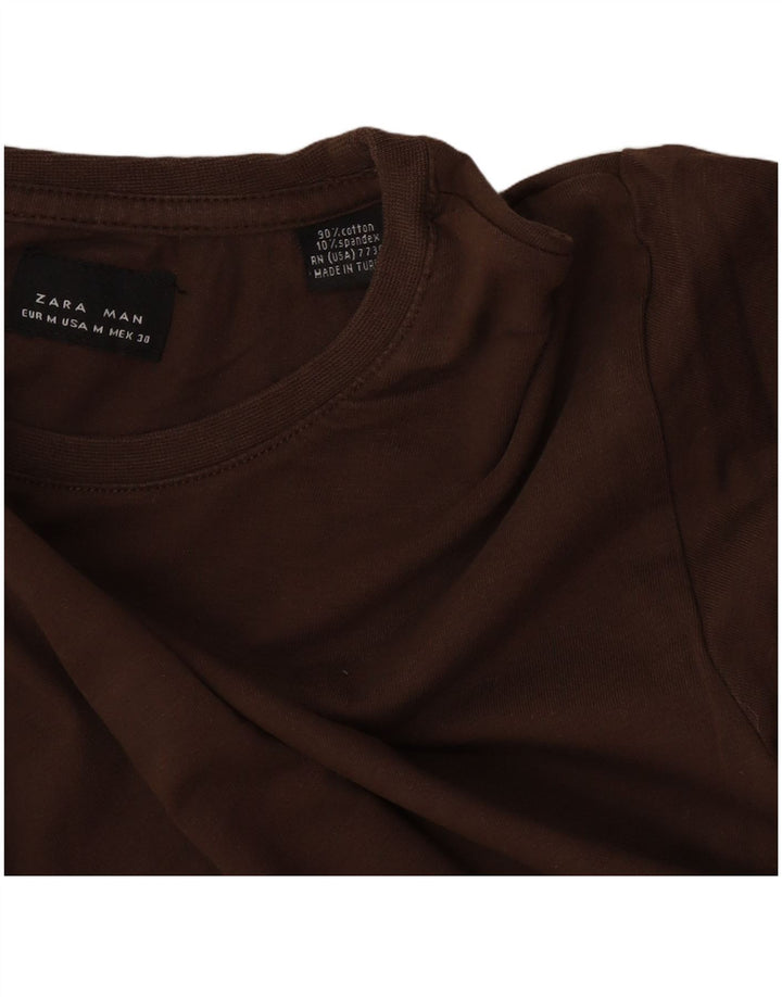 Tricou pentru bărbați Zara Top din bumbac maro mediu