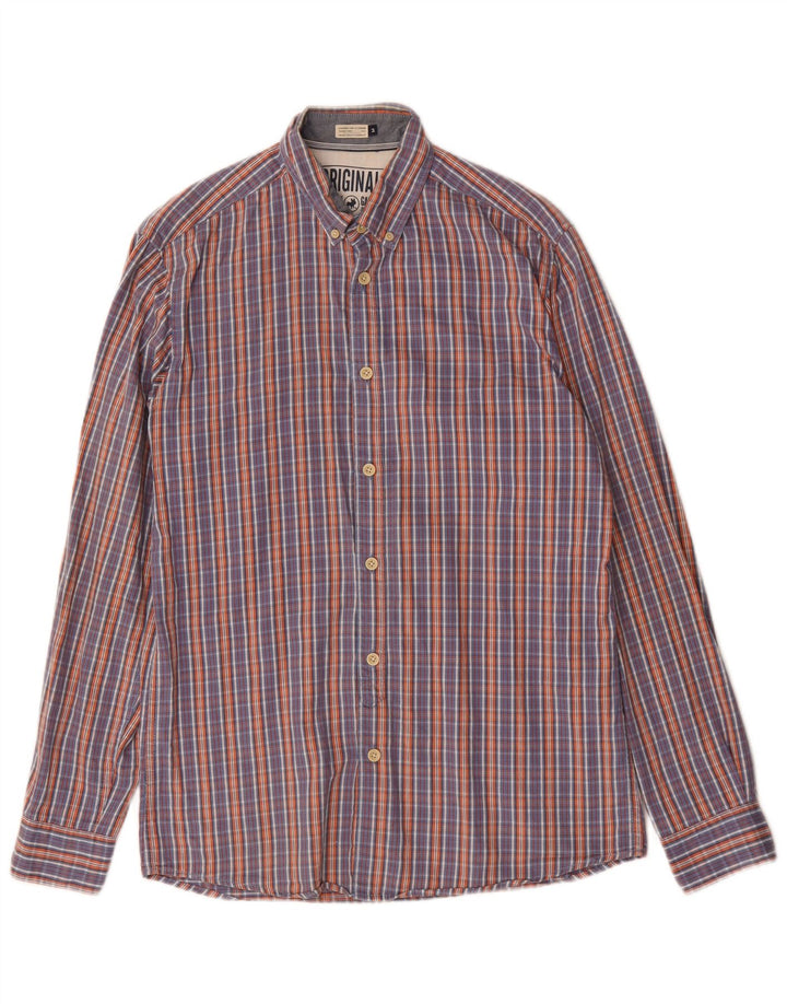 Cămașă Jack & Jones pentru bărbați, bumbac cu carouri albastru mediu