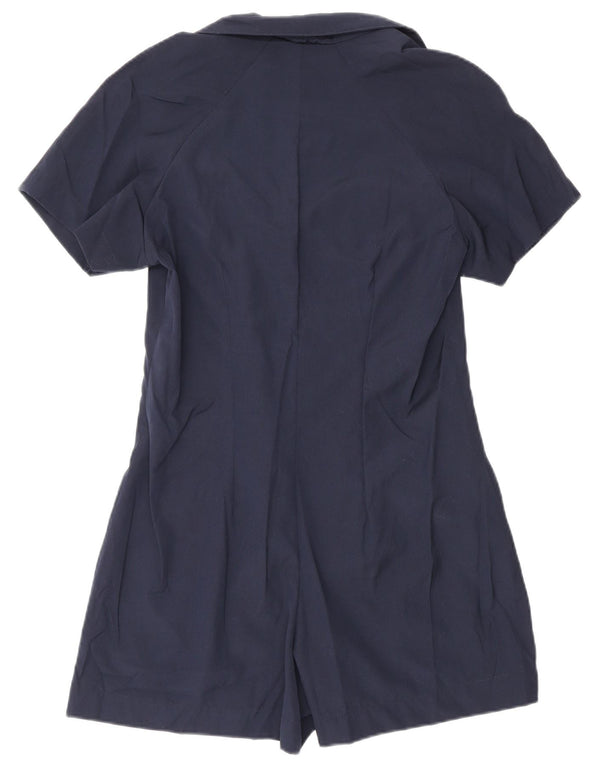 Costum pentru femei vintage cu mânecă scurtă UK 12 Medium bleumarin Poliester