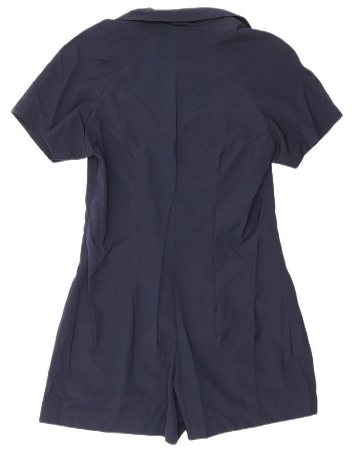 Costum pentru femei vintage cu mânecă scurtă UK 12 Medium bleumarin Poliester