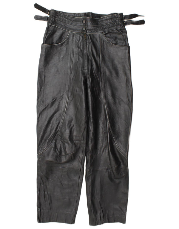 Pantaloni din piele vintage pentru femei cu talie înaltă IT 42 Medium W28 L27 Negru