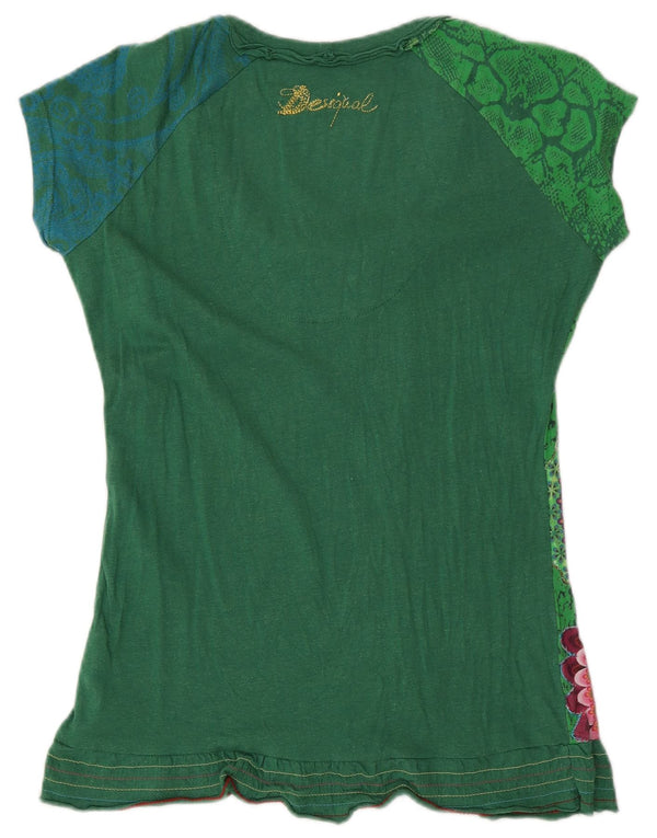 Tricou grafic Desigual pentru femei Top UK 14 Medium Green Floral Bumbac