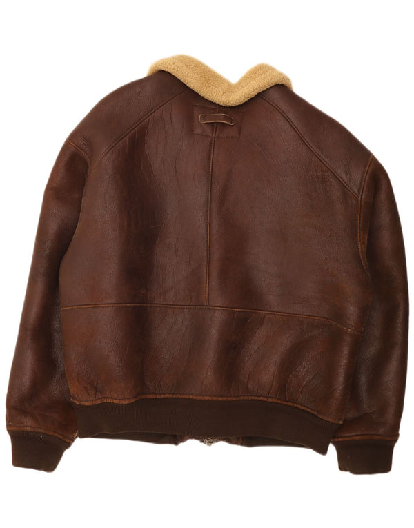 Jachetă din shearling vintage pentru bărbați UK 42 XL maro
