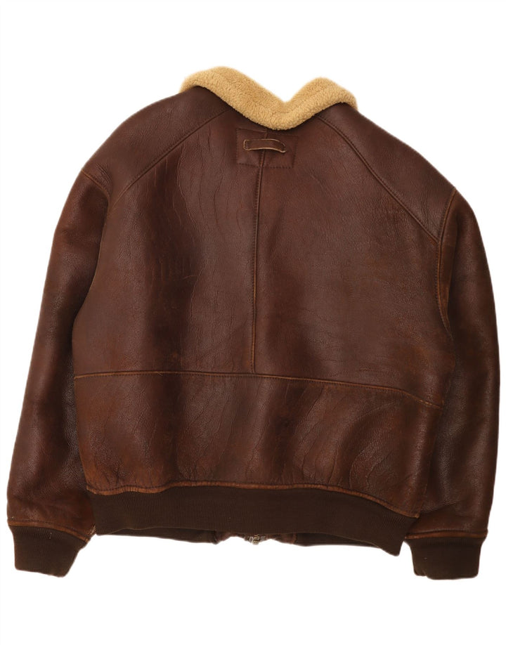 Jachetă din shearling vintage pentru bărbați UK 42 XL maro