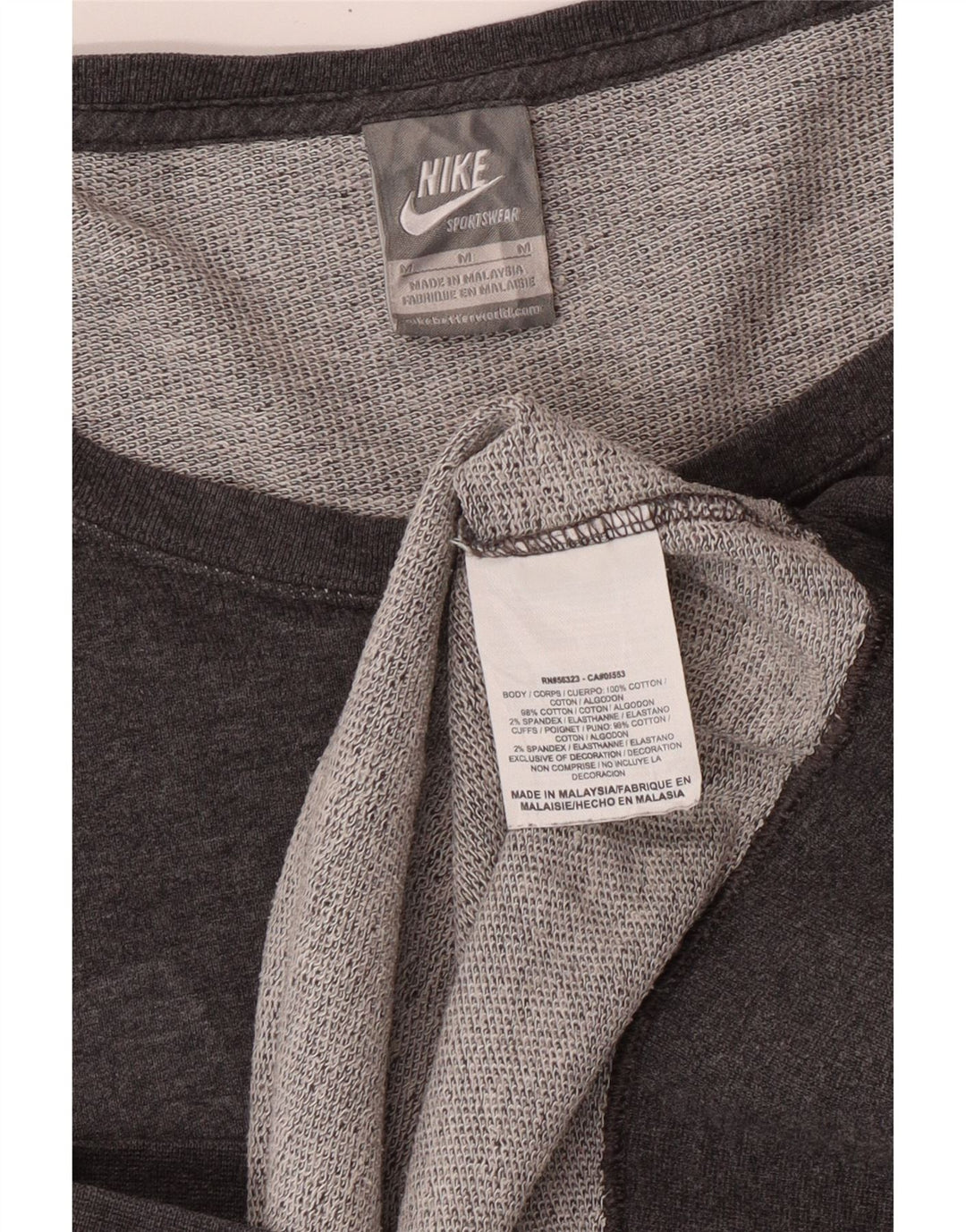 Pulover Nike pentru femei, cu umăr deschis, cu grafic, UK 12, bumbac gri mediu