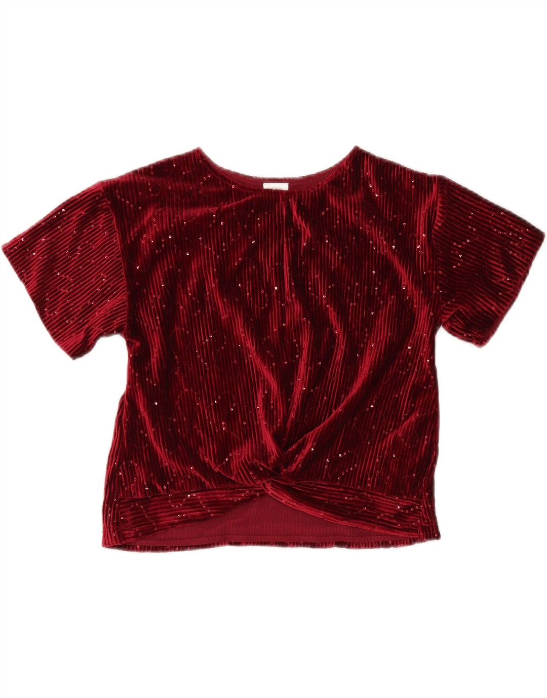 Bluza Zara Fete Velour Top 9-10 Ani Poliester Roșu