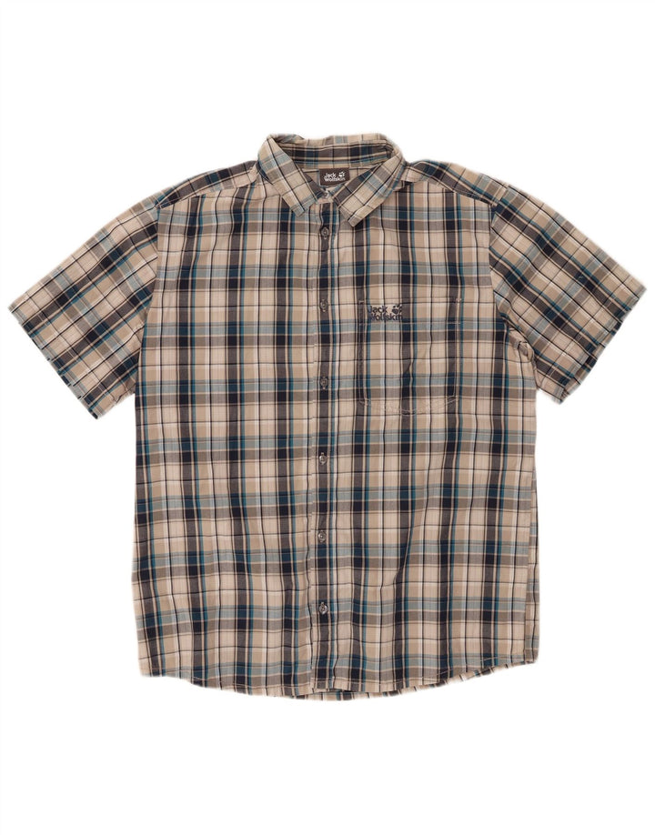 Cămașă cu mânecă scurtă pentru bărbați JACK WOLFSKIN, gri mediu, carouri