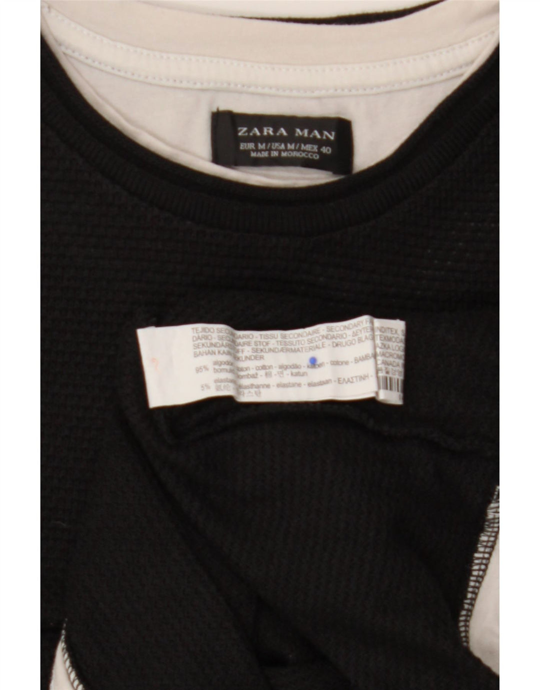 Tricou Bărbați ZARA Top Medium Negru Bumbac