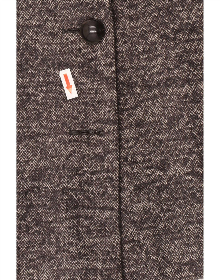 Jachetă Blazer pentru femei Max Mara cu 1 nasture UK 12 Lână în spină de pește mediu gri