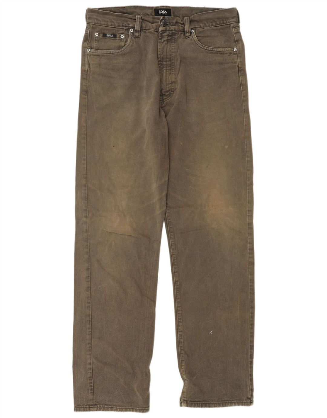 HUGO BOSS Mens Arkansas Straight Jeans W34 L34 Khaki Cotton