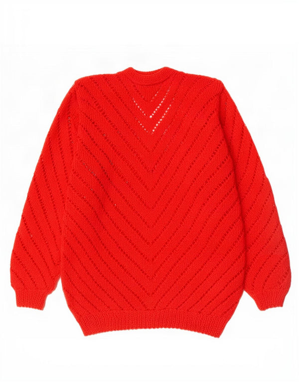Pulover vintage pentru femei cu cravată în față cu decolteu în V UK 10 Small Red