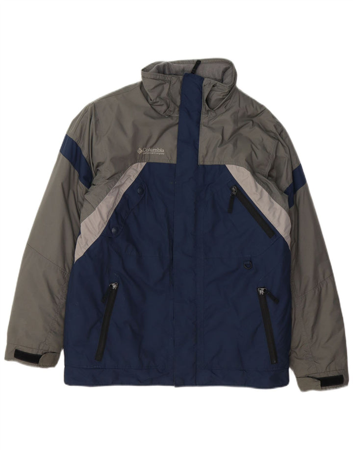 Jachetă Windbreaker pentru băieți Columbia 14-15 ani, albastru bleumarin, nailon color bloc