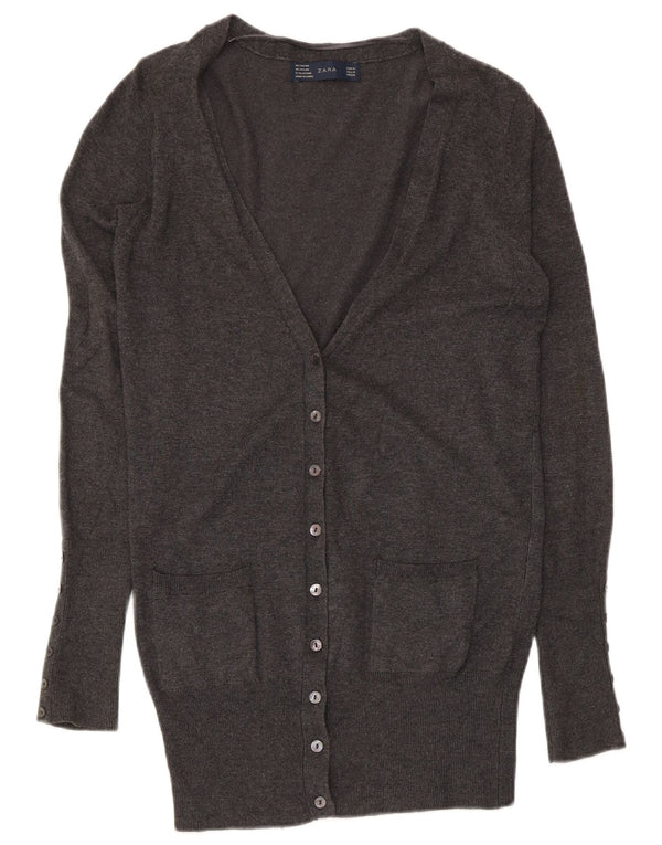 Pulover cardigan pentru femei Zara UK 12, raion gri mediu