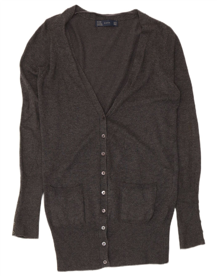 Pulover cardigan pentru femei Zara UK 12, raion gri mediu