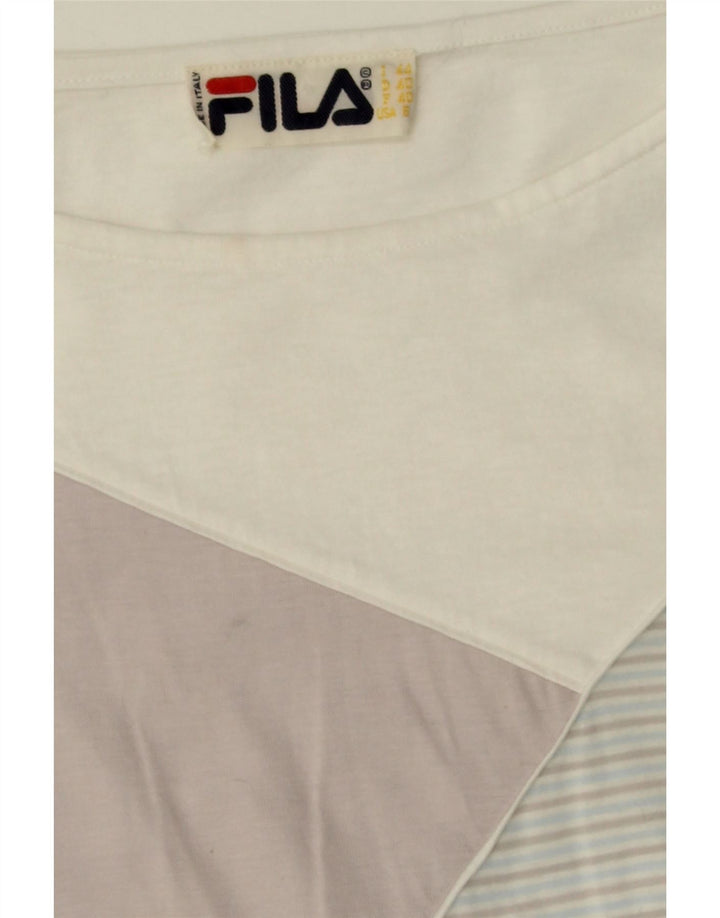 FILA Womens Blouse Top IT 44 Medium White Colourblock Vintage Fila and Second-Hand Fila from Messina Hembry 