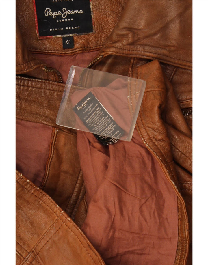 Jachetă de piele crop pentru femei PEPE Jeans UK 18 XL maro