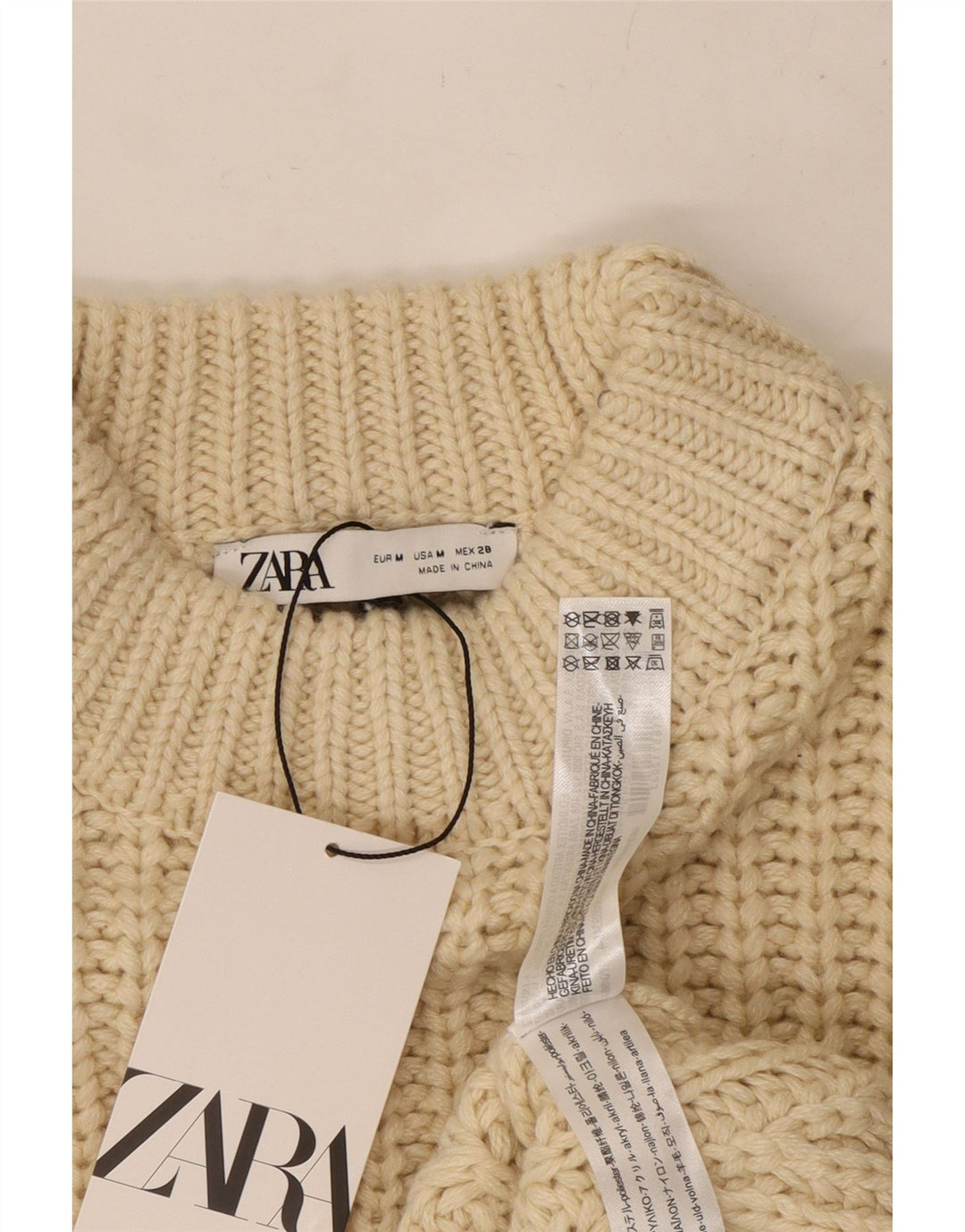 Pulover cu gât țestoasă pentru femei ZARA UK 14 Poliester mediu bej