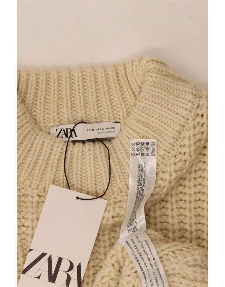 Pulover cu gât țestoasă pentru femei ZARA UK 14 Poliester mediu bej