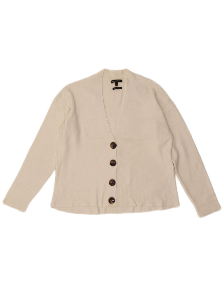 Pulover cardigan crop Massimo Dutti pentru femei UK 10 Small White Viscose