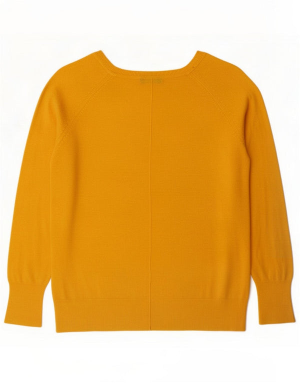 Zara Pulover cu gât de barcă pentru femei UK 16 Large Yellow Viscose