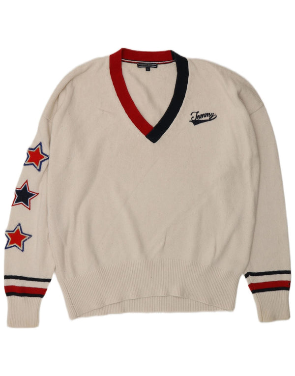 Pulover Tommy Hilfiger pentru bărbați, cu decolteu în V, XL, bumbac cu dungi albe