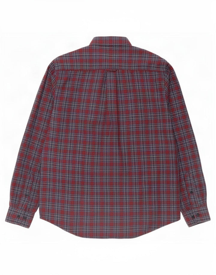 Cămașă de flanel pentru bărbați James Pringle, poliester cu carouri burgundy mediu
