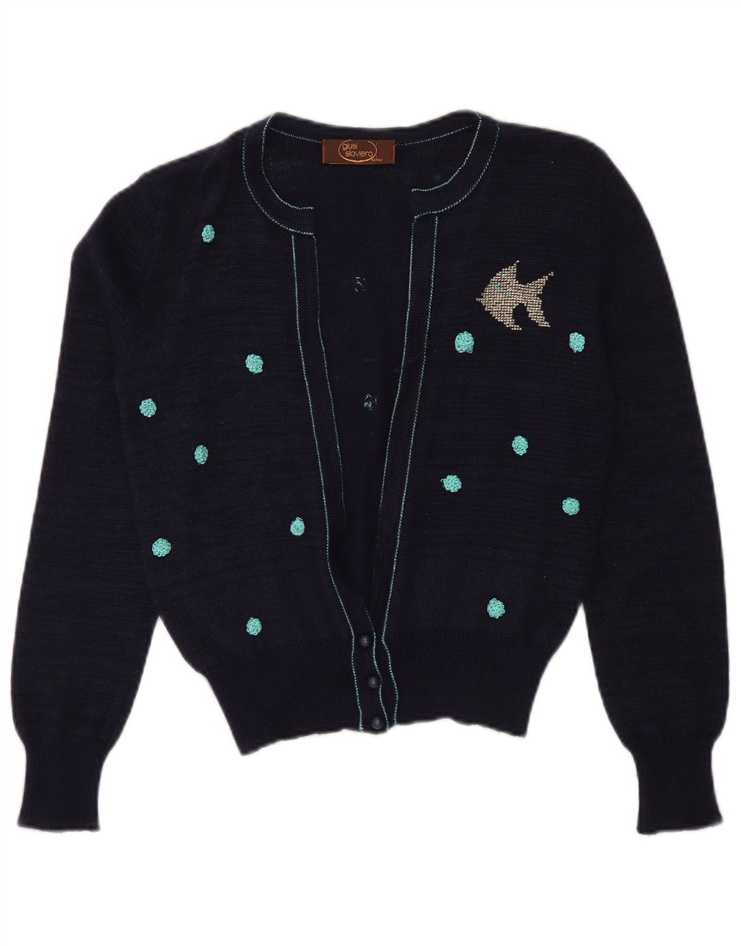 Pulover cardigan pentru femei GIUSI SLAVIERO IT 42 Medium Bleumarin cu pete