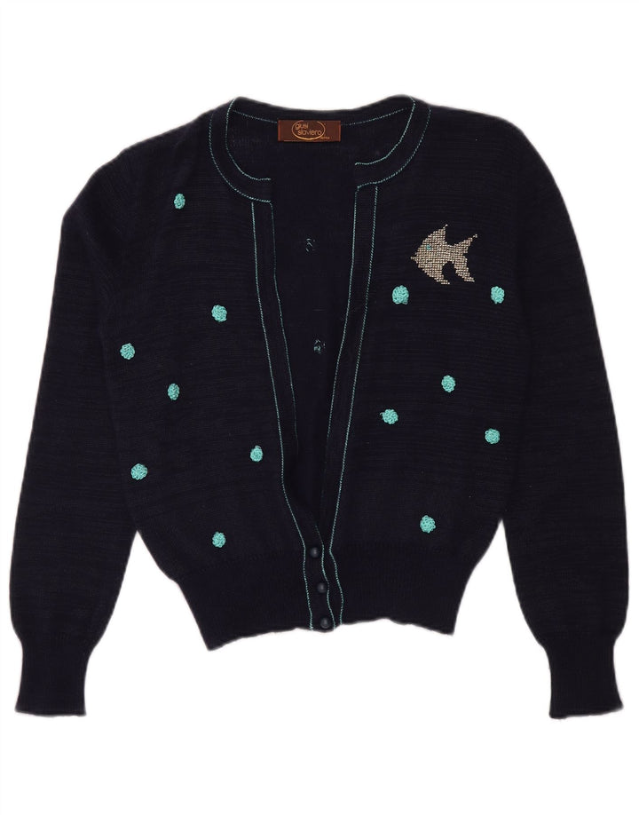 Pulover cardigan pentru femei GIUSI SLAVIERO IT 42 Medium Bleumarin cu pete