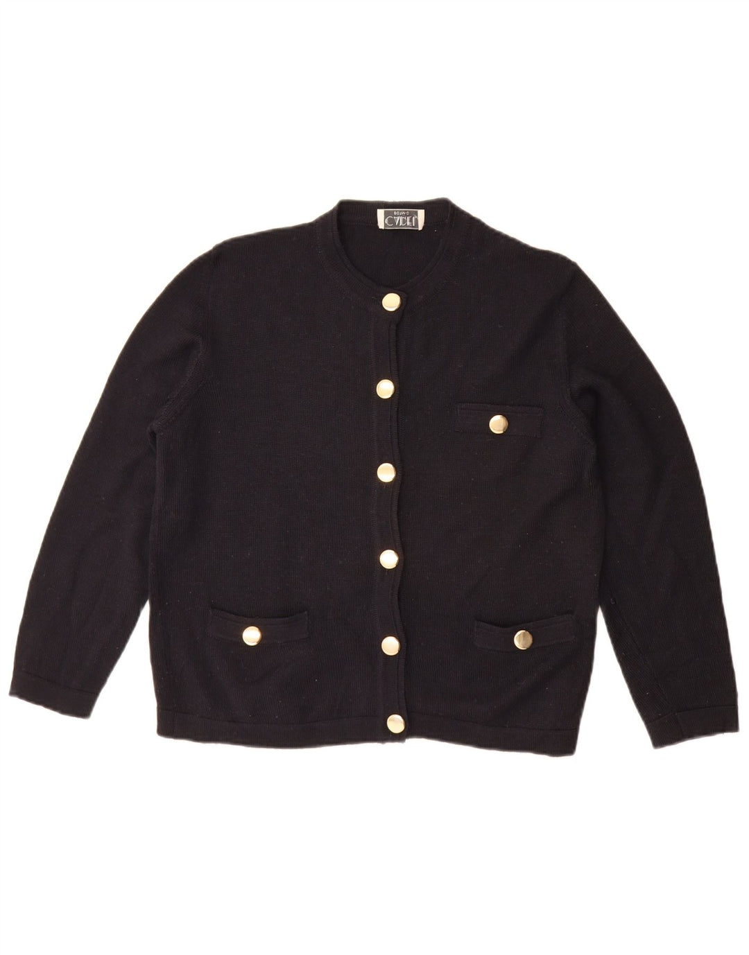 Pulover vintage cardigan supradimensionat pentru femei UK 10 mic din lână bleumarin