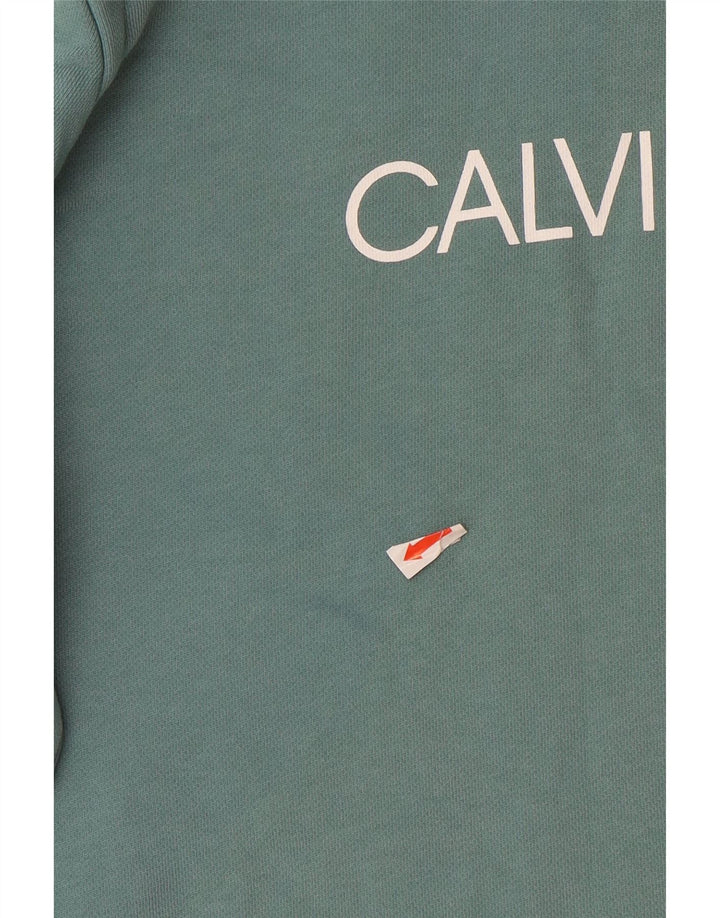 CALVIN KLEIN JEANS Pulover cu glugă cu grafic pentru băieți 13-14 ani, bumbac verde