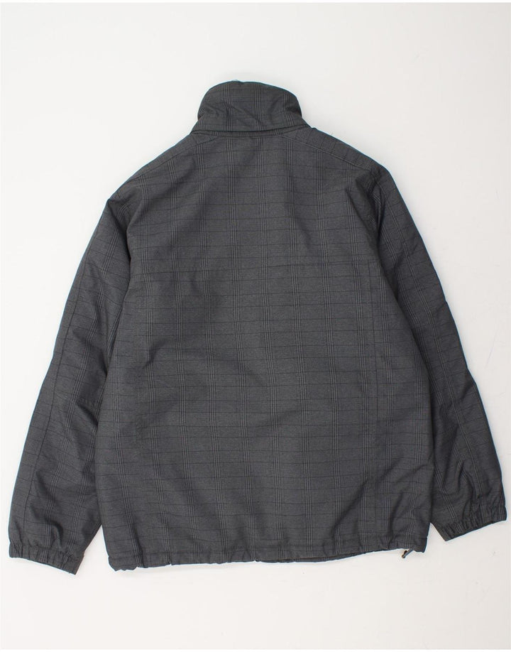 LANDS END Mens Windbreaker Jacket UK 38 Medium Grey Check Polyester Vintage Lands End and Second-Hand Lands End from Messina Hembry 