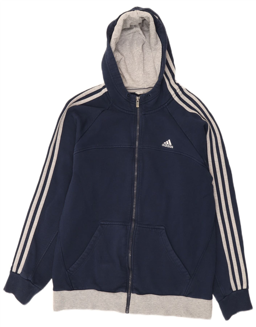 Pulover Adidas pentru bărbați, cu fermoar, bumbac, albastru, mediu