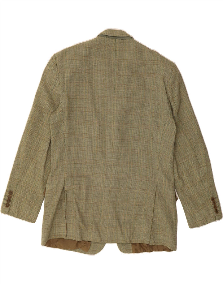 UNGARO Mens 3 Button Blazer Jacket IT 52 XL Green Check Virgin Wool Vintage Ungaro and Second-Hand Ungaro from Messina Hembry 