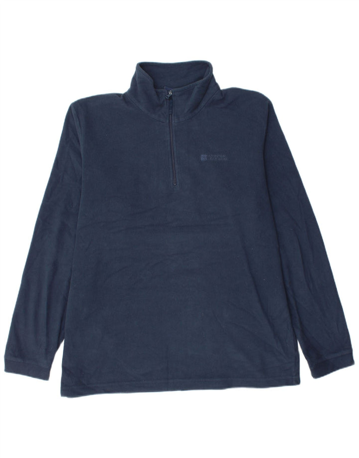 MOUNTAIN WAREHOUSE Pulover pentru bărbați, cu fermoar și gât, din lână, mare, albastru, poliester