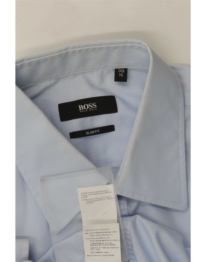 Cămașă pentru bărbați Hugo Boss Slim Fit Mărimea 38 15 Bumbac albastru mediu
