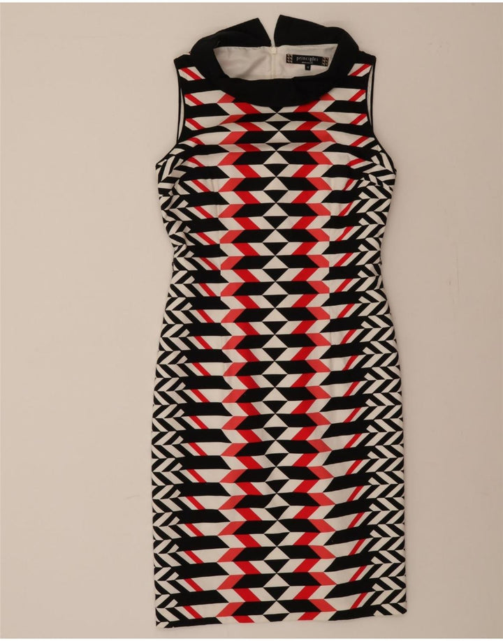 PRINCIPLES Womens Sleeveless Sheath Dress UK 12 Medium Black Geometric Vintage Principles and Second-Hand Principles from Messina Hembry 