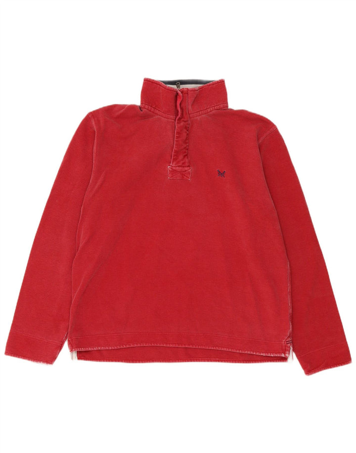 Crew Clothing Hanorac pentru bărbați cu fermoar și gât Pulover Bumbac roșu mediu