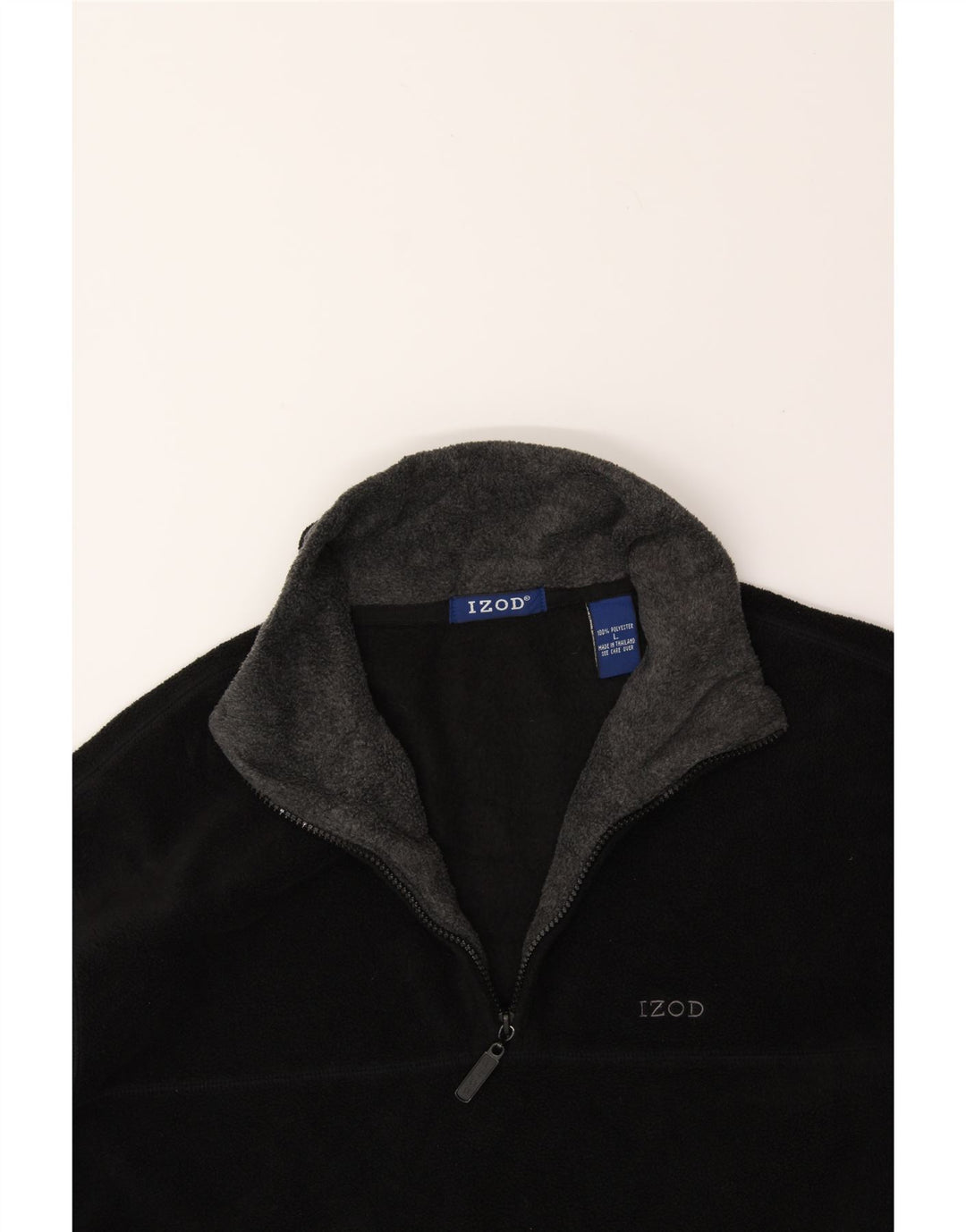 IZOD Mens Zip Neck Fleece Jumper Large Black Polyester Vintage Izod and Second-Hand Izod from Messina Hembry 