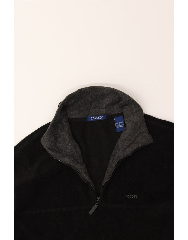 IZOD Mens Zip Neck Fleece Jumper Large Black Polyester Vintage Izod and Second-Hand Izod from Messina Hembry 