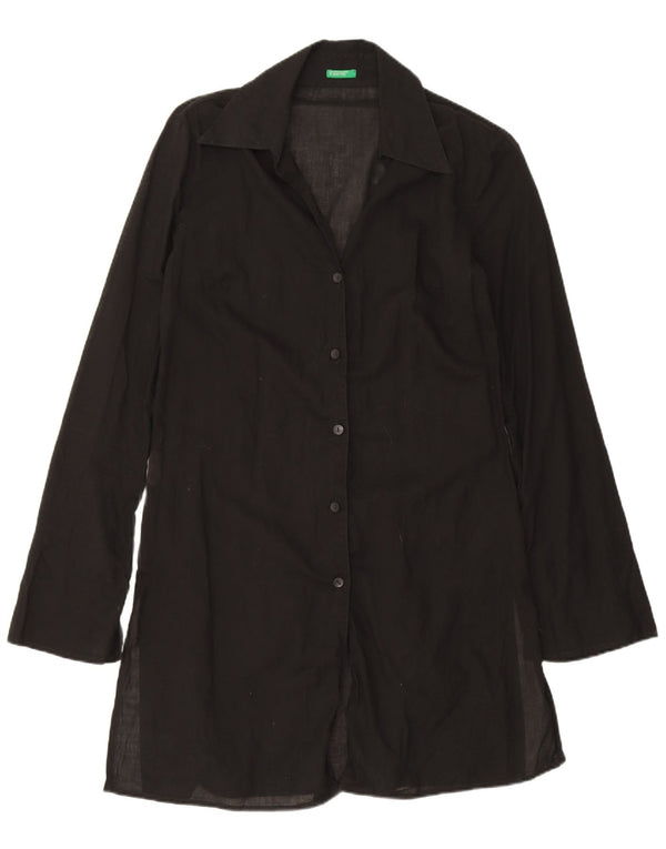 Rochie cămașă pentru femei Benetton UK 10 Bumbac negru mic
